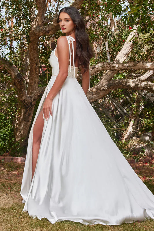 A-Line Spaghetti Strap Floor-Length Wedding Dress - Yihuiw by Yihuiw
