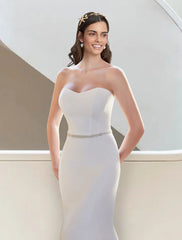 Formal Fall Wedding Dresses Two Piece Sweetheart Strapless Court Train Fabric Bridal Gowns With Sashes / Ribbons Summer Wedding Party Women‘s Clothing