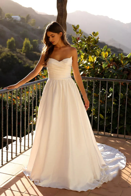A-Line Sweetheart Floor-Length Wedding Dress - Yihuiw by Yihuiw