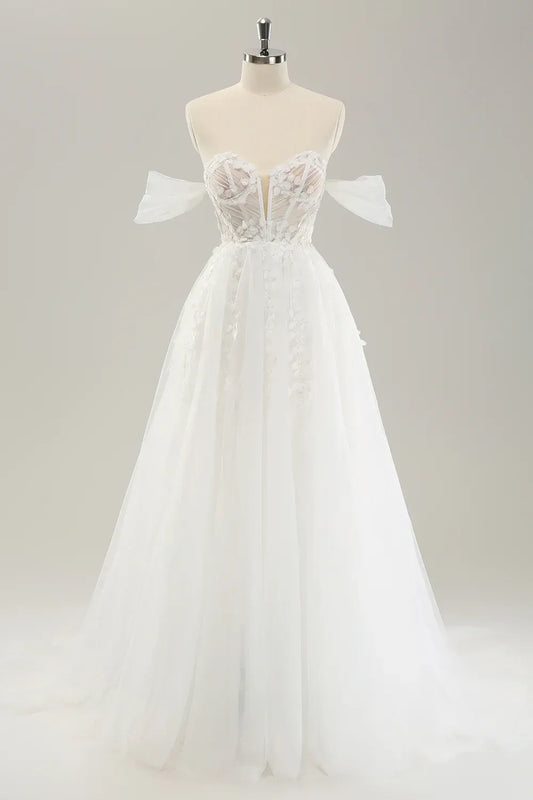 A-Line Floor-Length Wedding Dress - Yihuiw by Yihuiw