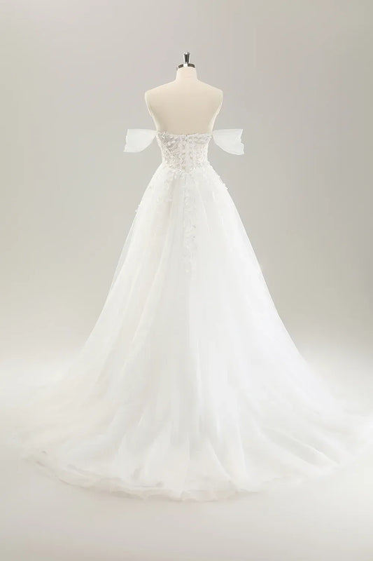 A-Line Floor-Length Wedding Dress - Yihuiw by Yihuiw