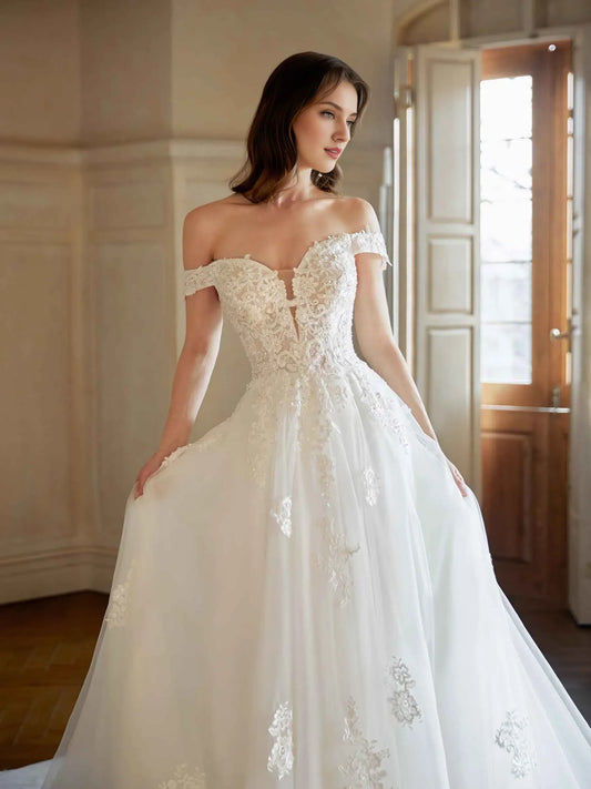 A-Line Sweetheart Floor-Length Wedding Dress - Yihuiw by Yihuiw