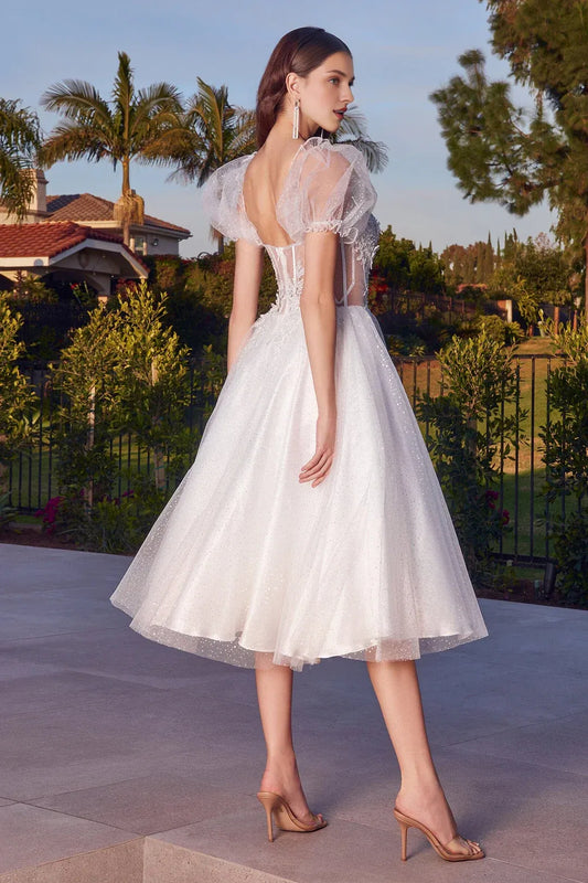 A-Line Sweetheart Tea-Length Wedding Dress - Yihuiw by Yihuiw
