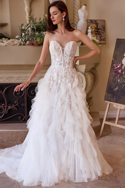 Ball Gown Strapless Floor-Length Wedding Gown - Yihuiw by Yihuiw