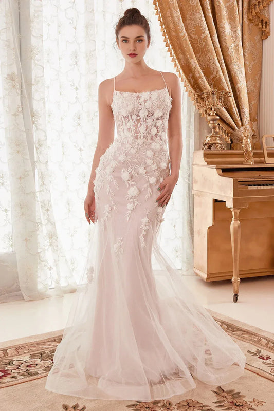 Mermaid Spaghetti Strap Floor-Length Wedding Dress - Yihuiw by Yihuiw