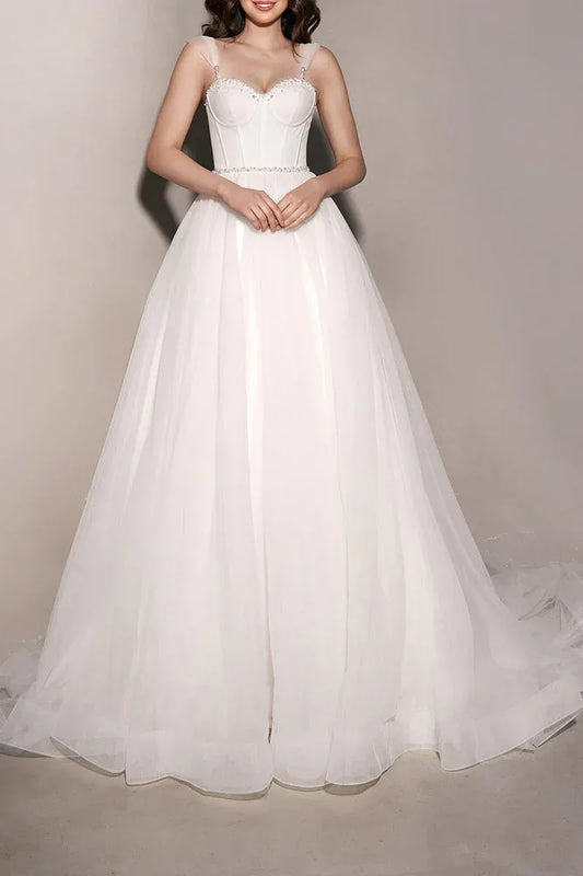 A-Line Sweetheart Floor-Length Wedding Dress - Yihuiw by Yihuiw