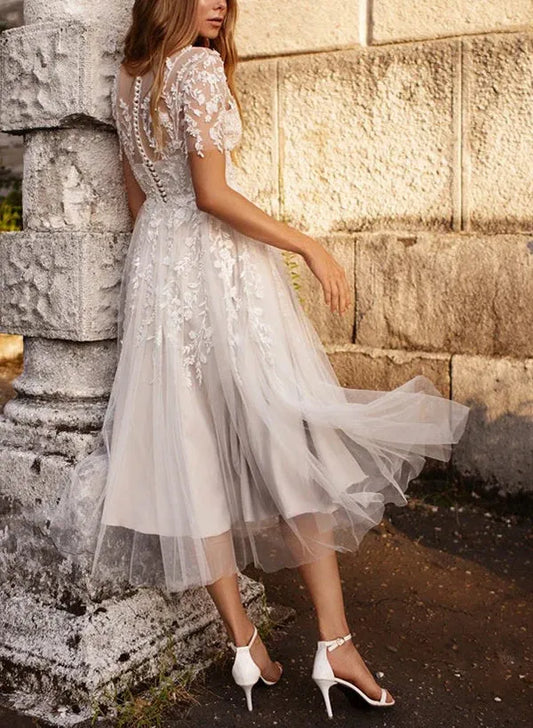 Sweetheart Mini Wedding Dress - Yihuiw by Yihuiw