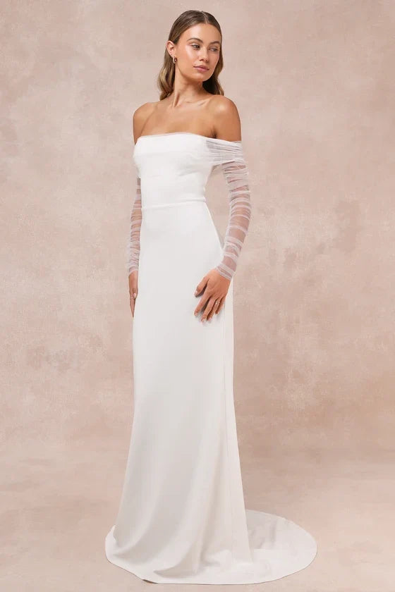 Mermaid Off-Shoulder Wedding Gown - Yihuiw by Yihuiw