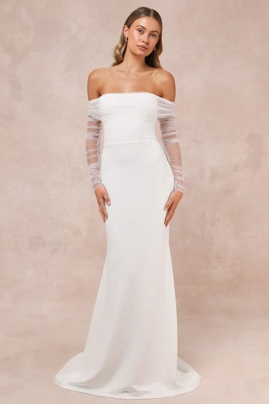Mermaid Off-Shoulder Wedding Gown - Yihuiw by Yihuiw