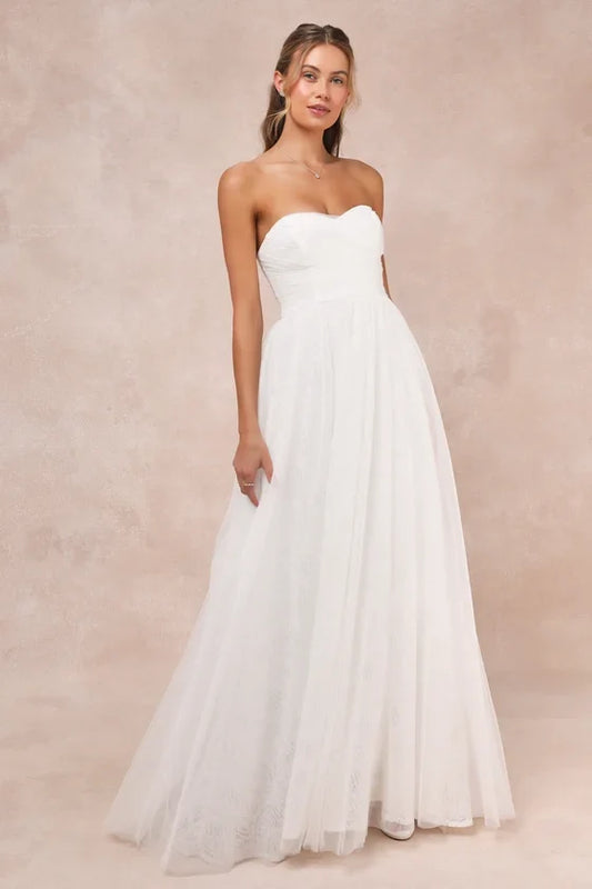 A-Line Sweetheart Tulle Wedding Gown - Yihuiw by Yihuiw