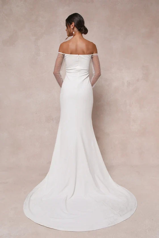 Mermaid Off-Shoulder Wedding Gown - Yihuiw by Yihuiw