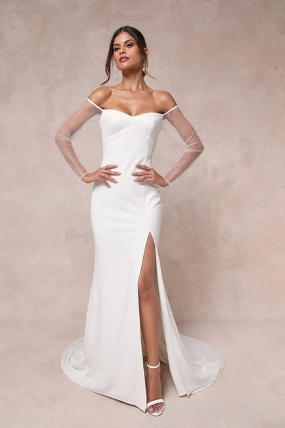 Mermaid Off-Shoulder Wedding Gown - Yihuiw by Yihuiw