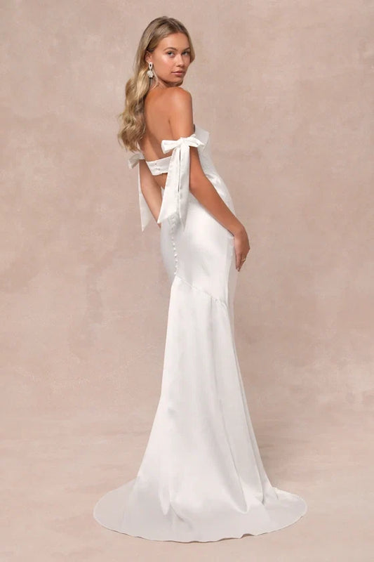 Mermaid Strapless Satin Wedding Gown - Yihuiw by Yihuiw