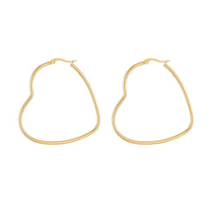 Metallic Twisted Stainless Steel Golden Heart Big Ear Clip Women