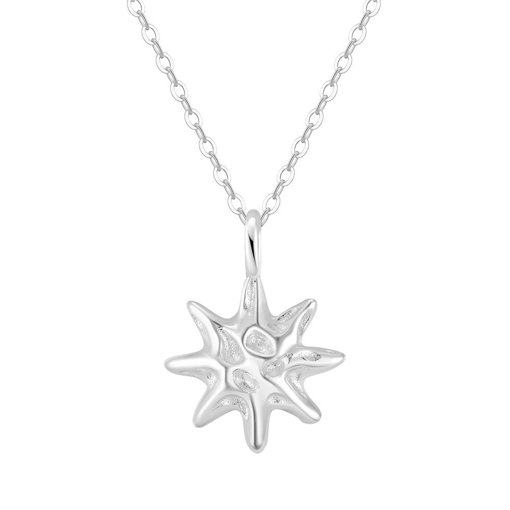 S925 Sterling Silver Hammered Star Pendant Necklace Gold Plated Chain