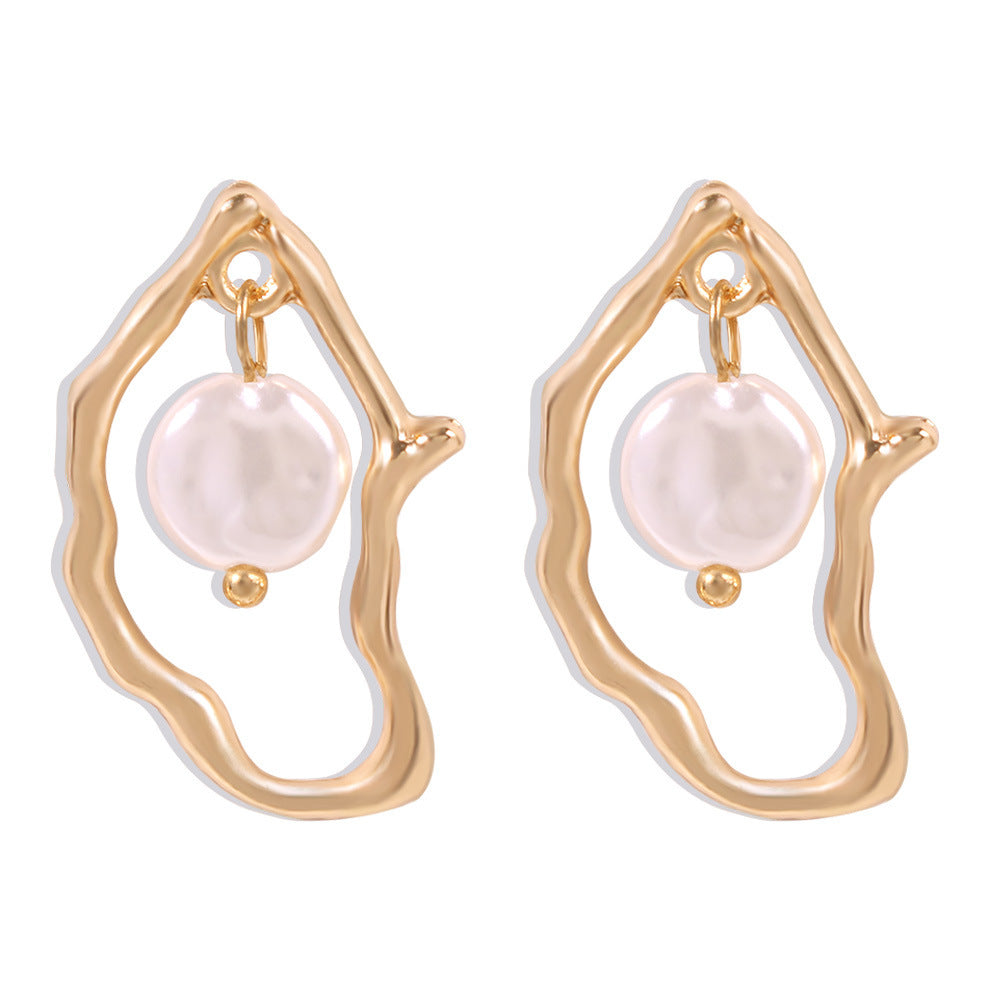 Unique Irregular Freshwater Pearl Studs, Modern Artisan Jewelry Gift