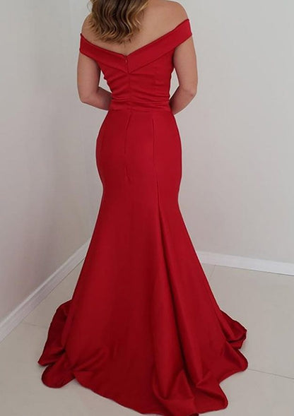 Elegantes vestidos de graduación de satén, sin mangas y con hombros descubiertos, estilo sirena/trompa, largos hasta el suelo/techo
