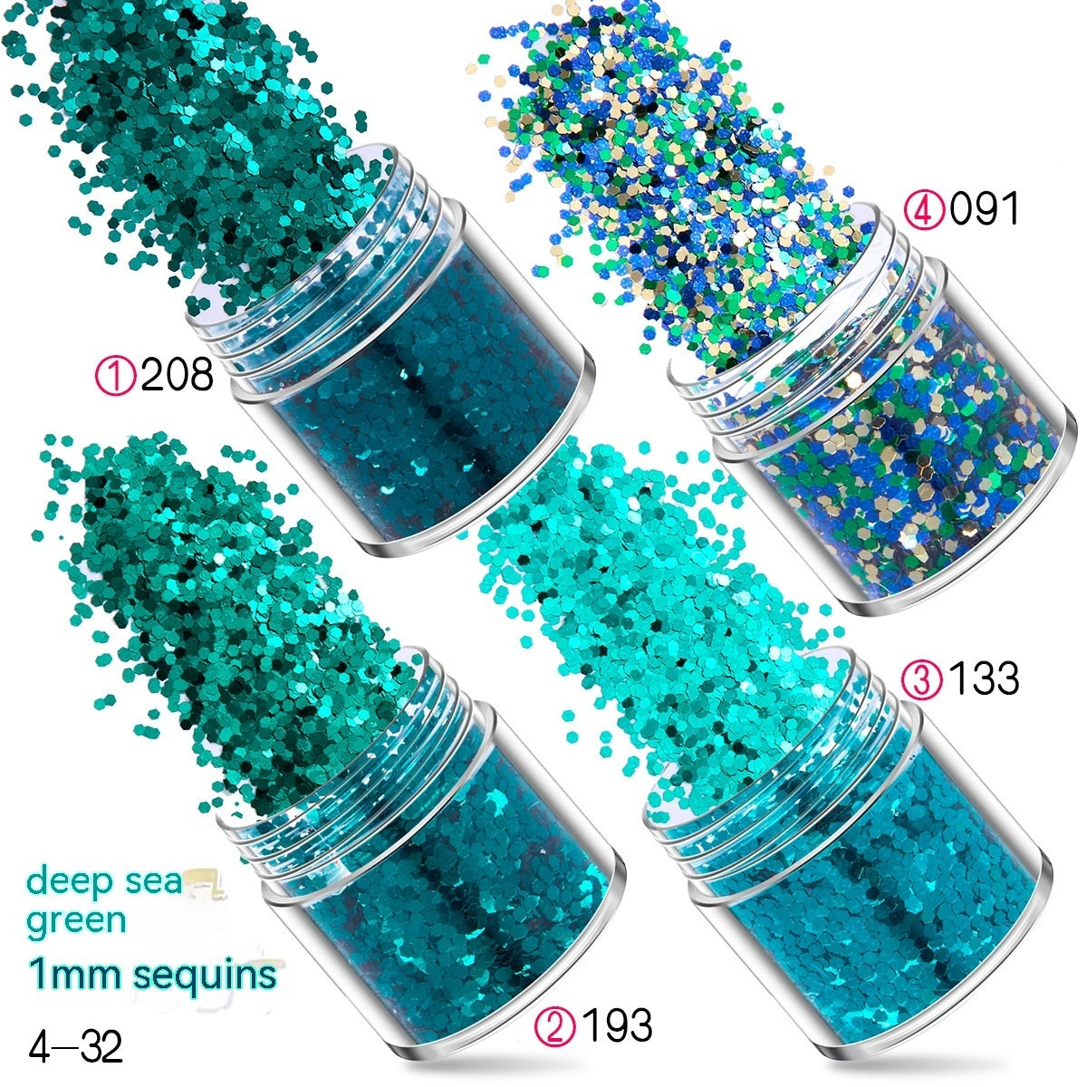 Green Manicure Set 12 Colors Mixed Nail Sequins Glitter Powder Gradient Laser Powder