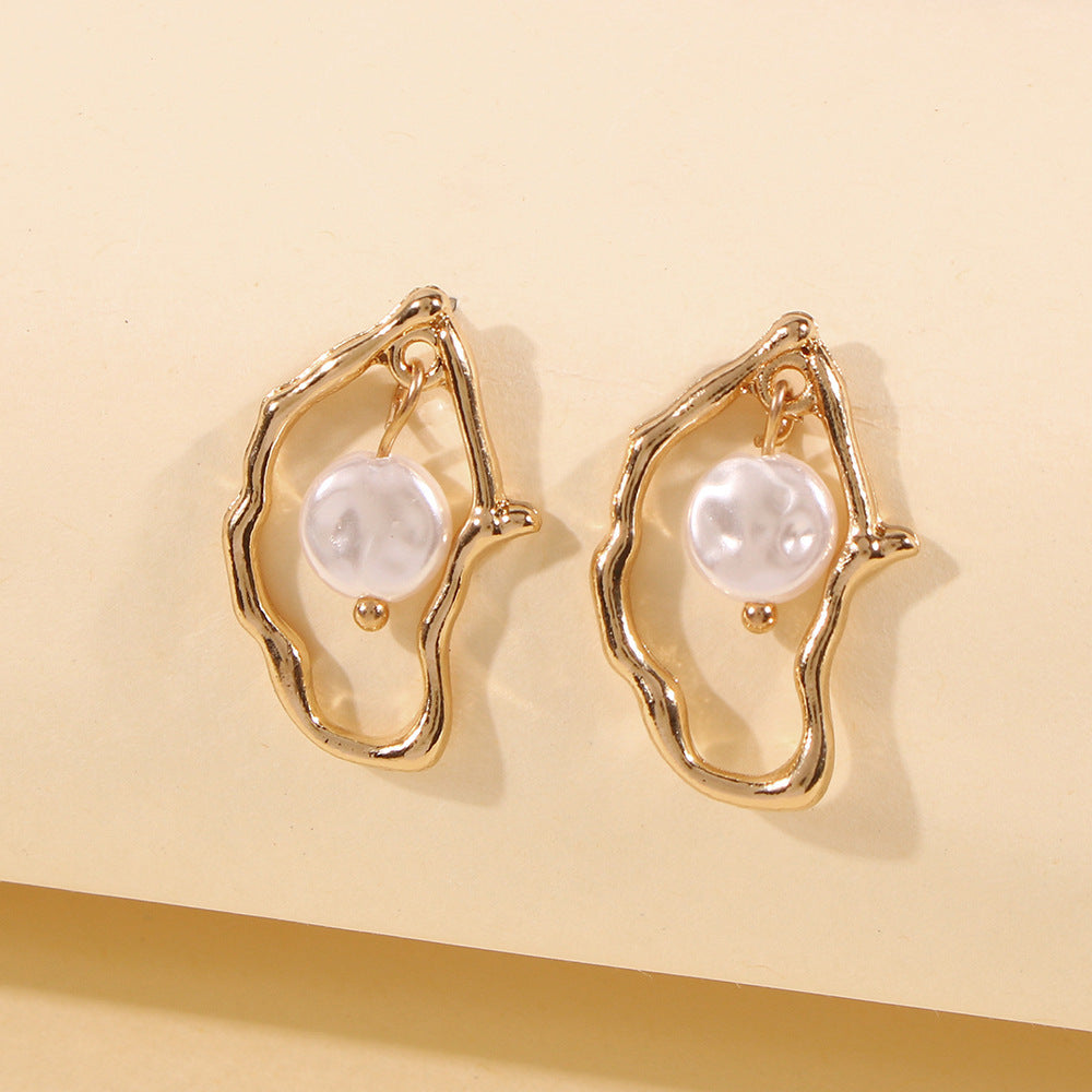 Unique Irregular Freshwater Pearl Studs, Modern Artisan Jewelry Gift