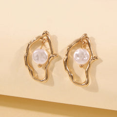 Unique Irregular Freshwater Pearl Studs, Modern Artisan Jewelry Gift