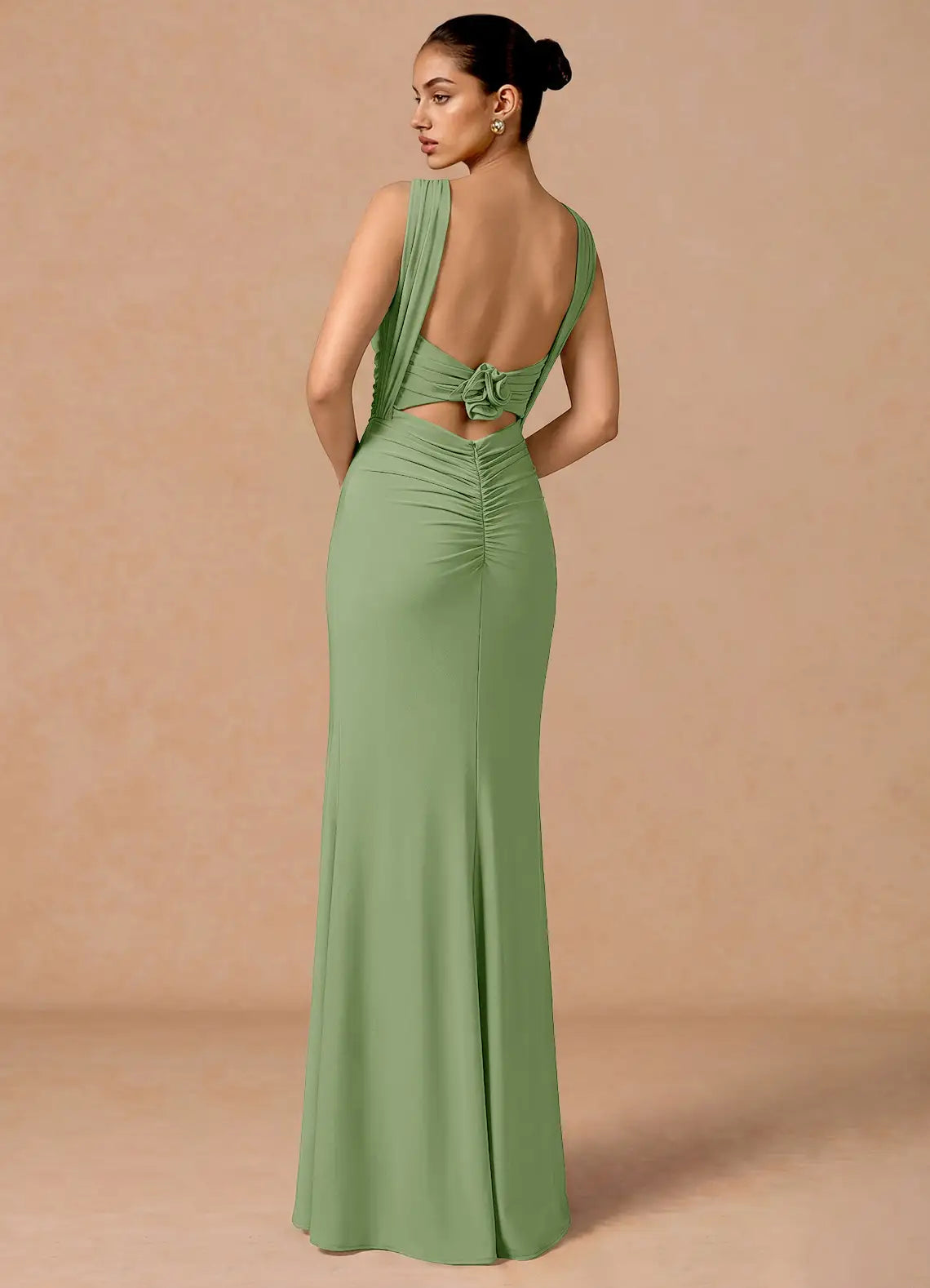 Mermaid Halter Open Back Ruched Floor-Length Wedding Dress - Yihuiw by Yihuiw