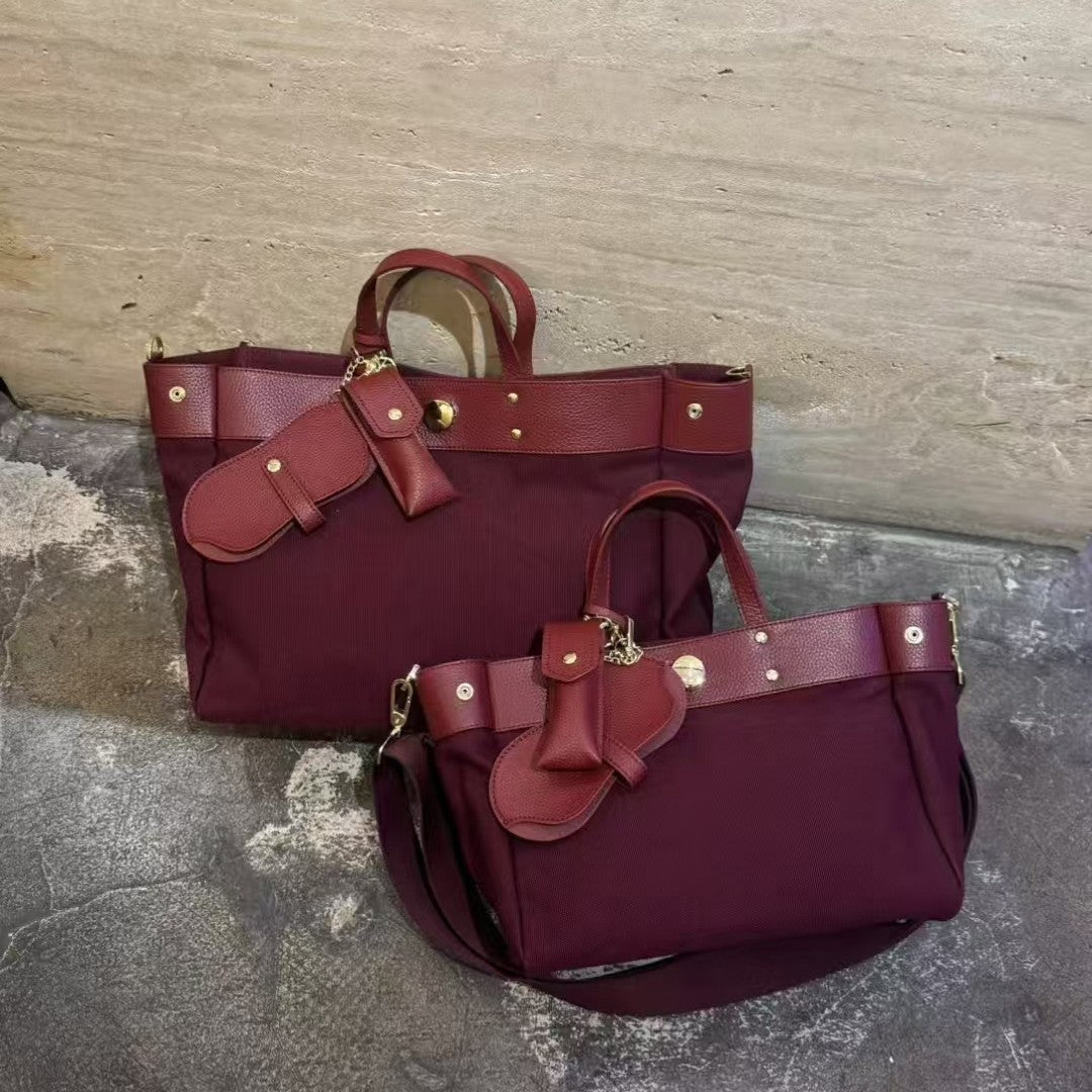 Textured Cowhide High Canvas Loose Crossbody Bag