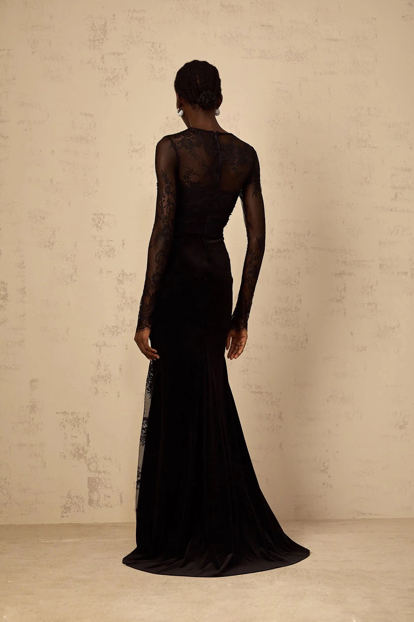 Black Midi Dress with Twisted Strap and Open Back Ursula black floral-lace mermaid maxi dress Evening Dress by YiHuiw