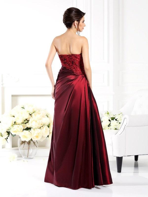A-Line/Princess Strapless Applique 1/2 Sleeves Long Taffeta Mother of the Bride Dresses by YiHuiw
