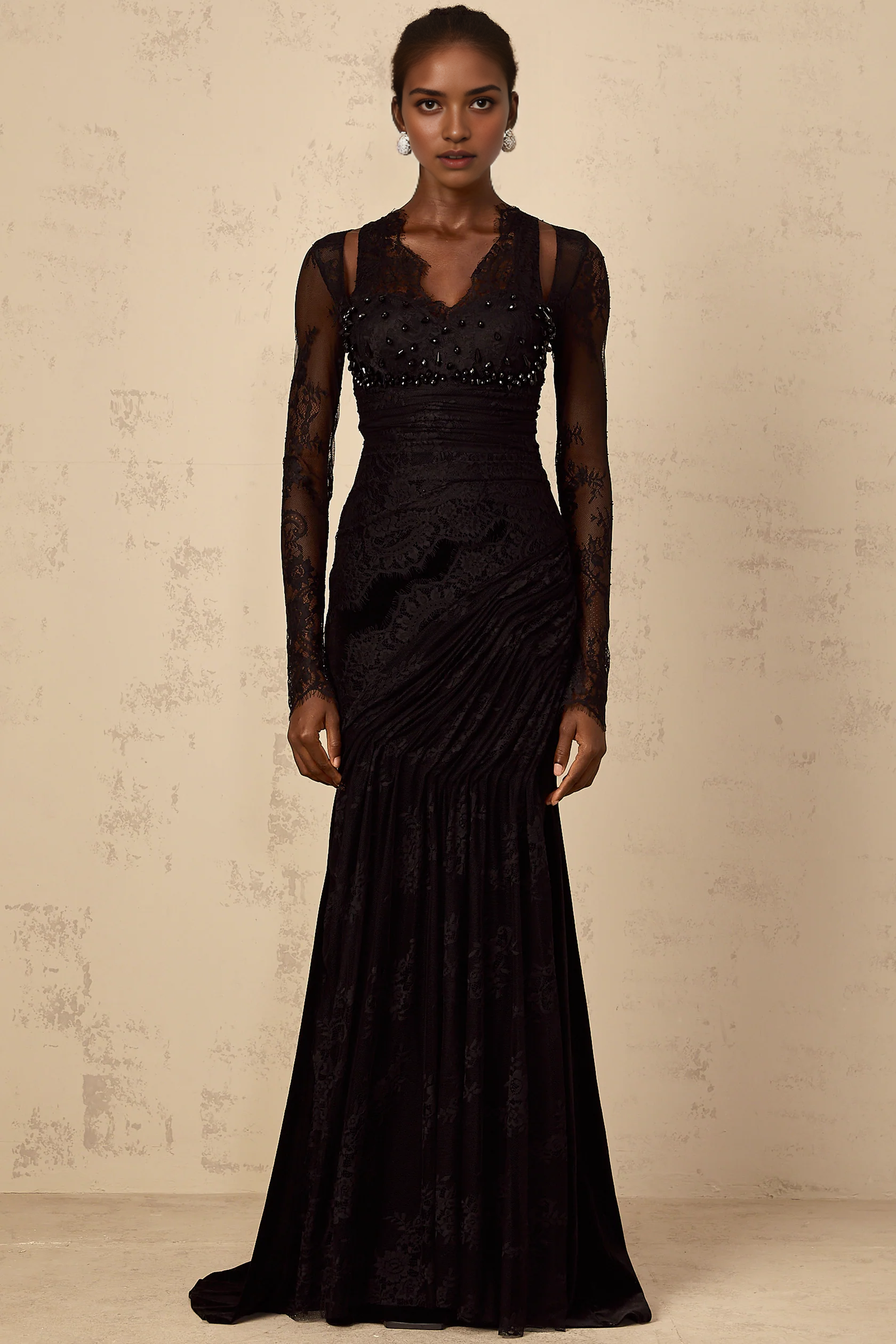 Black Midi Dress with Twisted Strap and Open Back Ursula black floral-lace mermaid maxi dress Evening Dress by YiHuiw