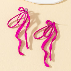 Irregular Large Bow Earrings For Women Tassel Streamer
