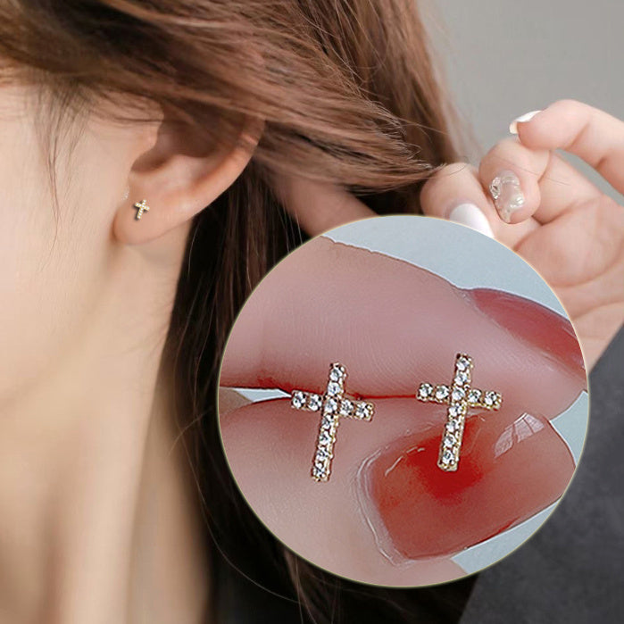 2025 New Fashion Stainless Steel Cross Earrings Product Temperament All Match Birthday Anniversary Earrings Small Gift