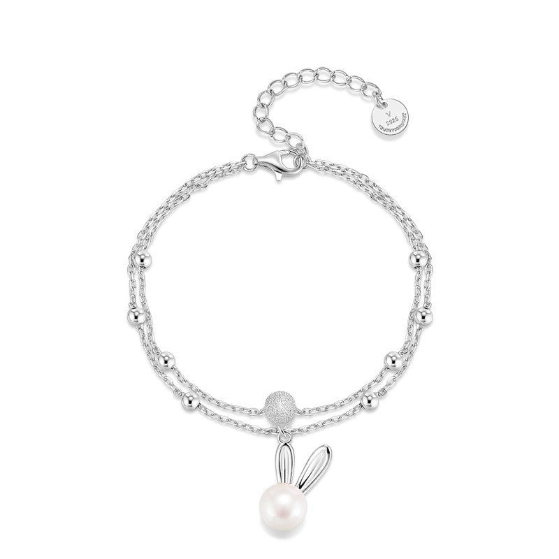 S925 Sterling Silver Freshwater Pearl Pendant Clavicle Chain