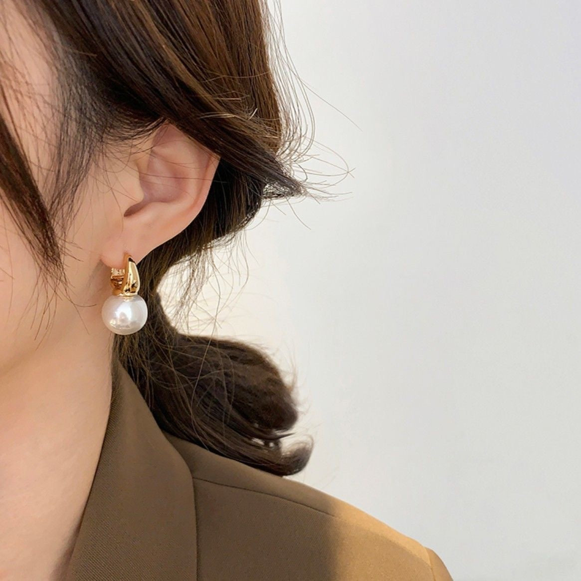 Large Pearl Earrings Simple Double-sided Ear Clip