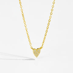 S925 Loving Heart In Sterling Silver Diamond Heart-shaped Pendant Necklace