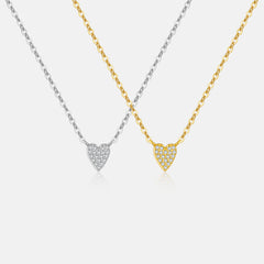 S925 Loving Heart In Sterling Silver Diamond Heart-shaped Pendant Necklace