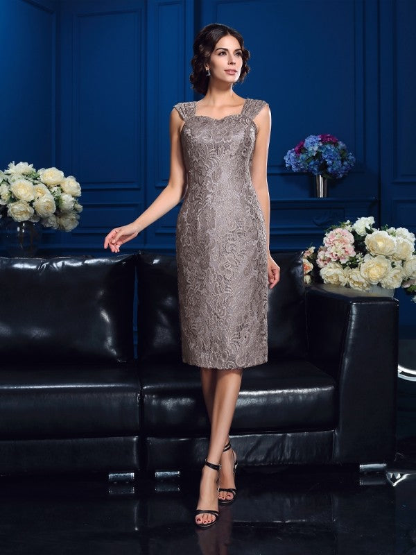 Sheath/Column Straps Sleeveless Tea-Length Chiffon Mother of the Bride Dresses by YiHuiw
