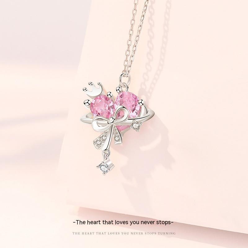 Planet Sweetheart Necklace Female With Hearts Zircon Bow