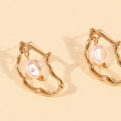 Unique Irregular Freshwater Pearl Studs, Modern Artisan Jewelry Gift