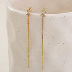 New Style Copper Micro-zircon Fashion Letter X Earrings Long Tassel Earline High-quality Temperament Stud Jewelry Woman