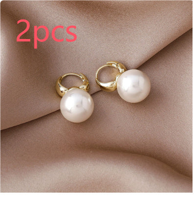 Large Pearl Earrings Simple Double-sided Ear Clip