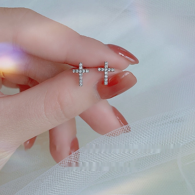 2025 New Fashion Stainless Steel Cross Earrings Product Temperament All Match Birthday Anniversary Earrings Small Gift