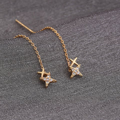 New Style Copper Micro-zircon Fashion Letter X Earrings Long Tassel Earline High-quality Temperament Stud Jewelry Woman