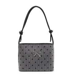 Canvas Polka Dot Fashion Shoulder Bow Crossbody Bag