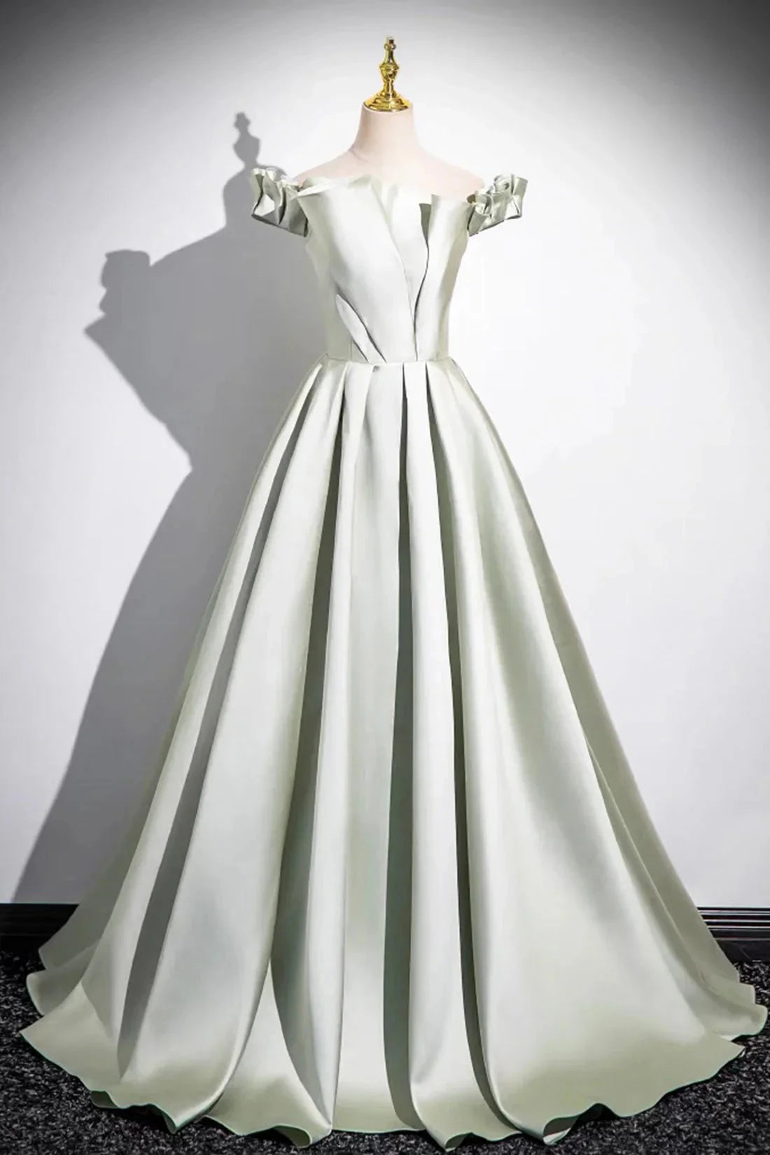 A-Line Satin Long Prom Dress Simple Green Strapless Evening Dress simple gentle atmospheric and unique desi Bring summer by YiHuiw
