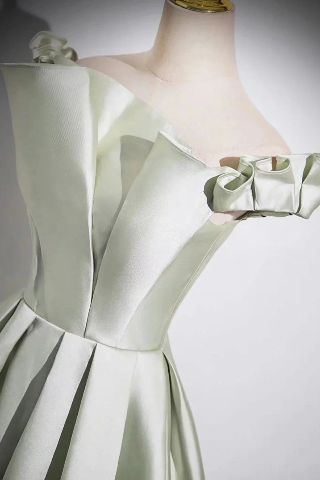 A-Line Satin Long Prom Dress Simple Green Strapless Evening Dress simple gentle atmospheric and unique desi Bring summer by YiHuiw