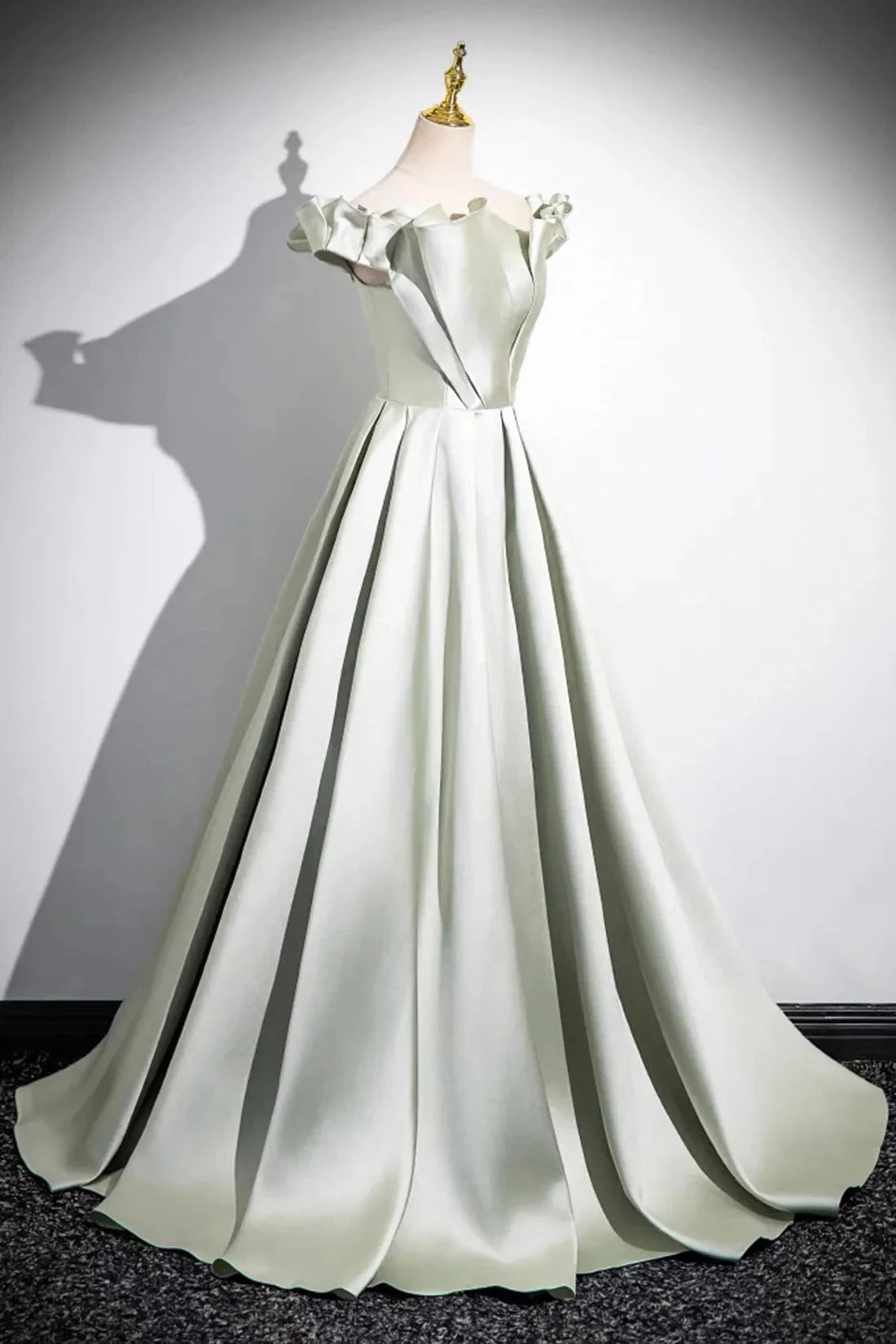 A-Line Satin Long Prom Dress Simple Green Strapless Evening Dress simple gentle atmospheric and unique desi Bring summer by YiHuiw