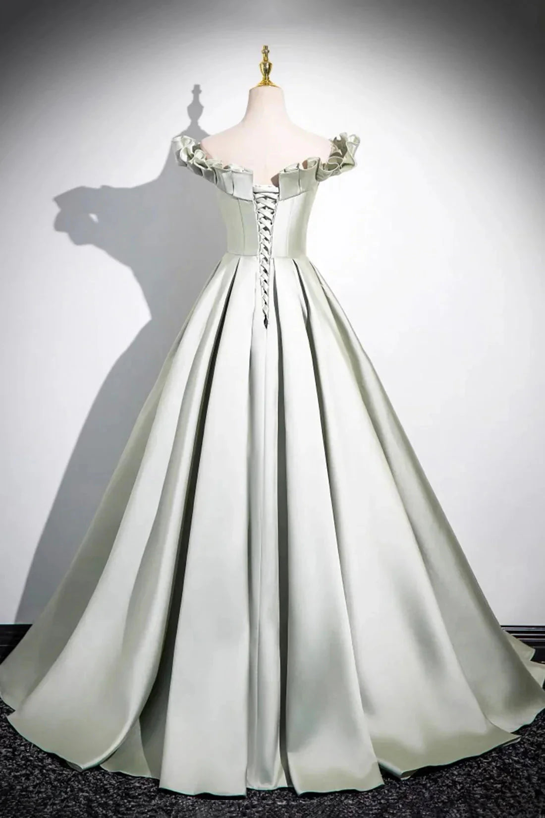 A-Line Satin Long Prom Dress Simple Green Strapless Evening Dress simple gentle atmospheric and unique desi Bring summer by YiHuiw