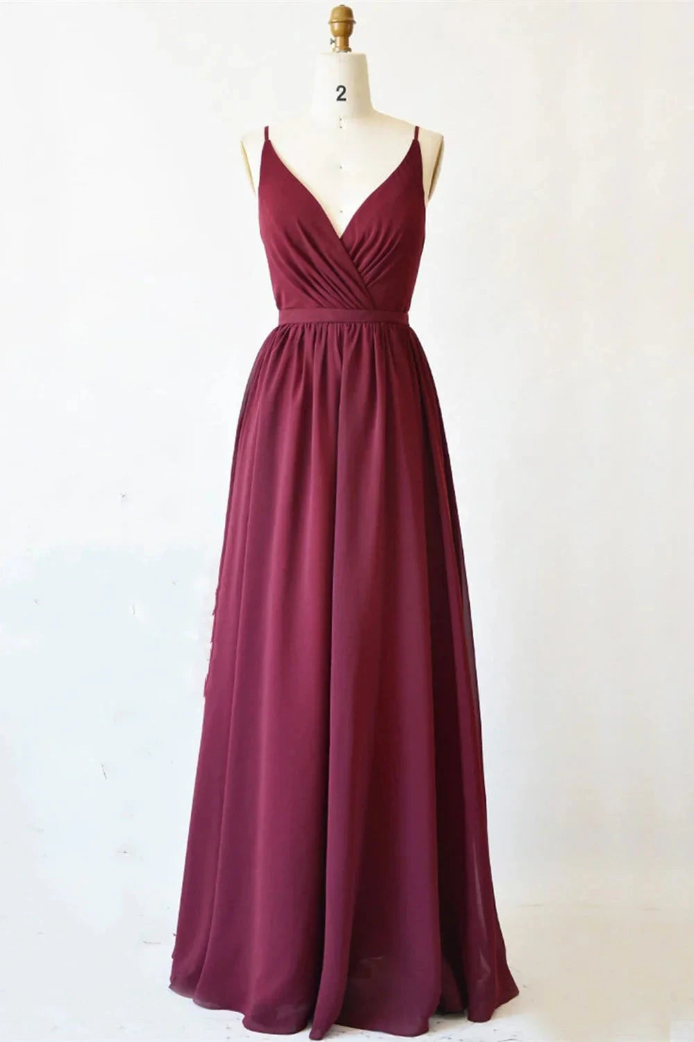A Line V Neck Burgundy Long Prom Dress with Lace Back V Neck Burgundy Formal Evening Dress Burgundy Bridesmaid Dress simple gentle atmospheric and unique desi Bring summer colors to enhance whiteness by YiHuiw