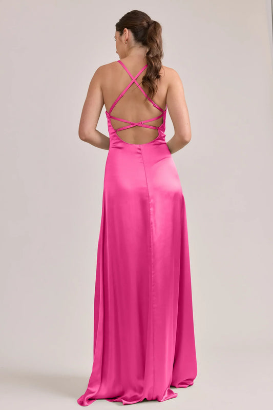 A-Line V-Neck Satin Wedding Dress - Yihuiw by Yihuiw