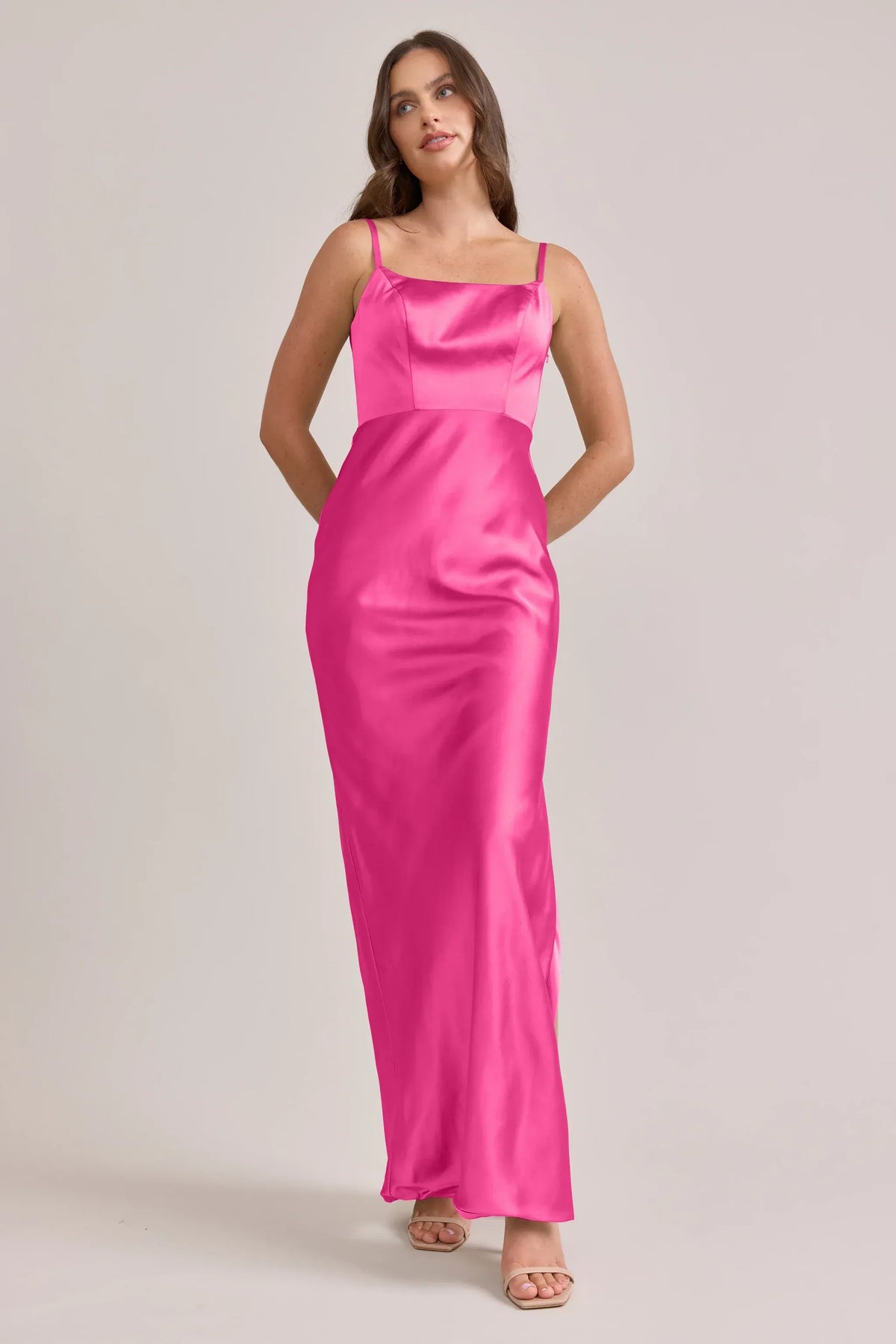 Mermaid Spaghetti Strap Satin High Slit Wedding Dress - Yihuiw by Yihuiw